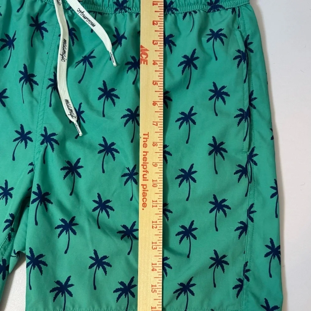Maamgic Men's Swim Trunks Green Blue‎ Palm Trees L/XL